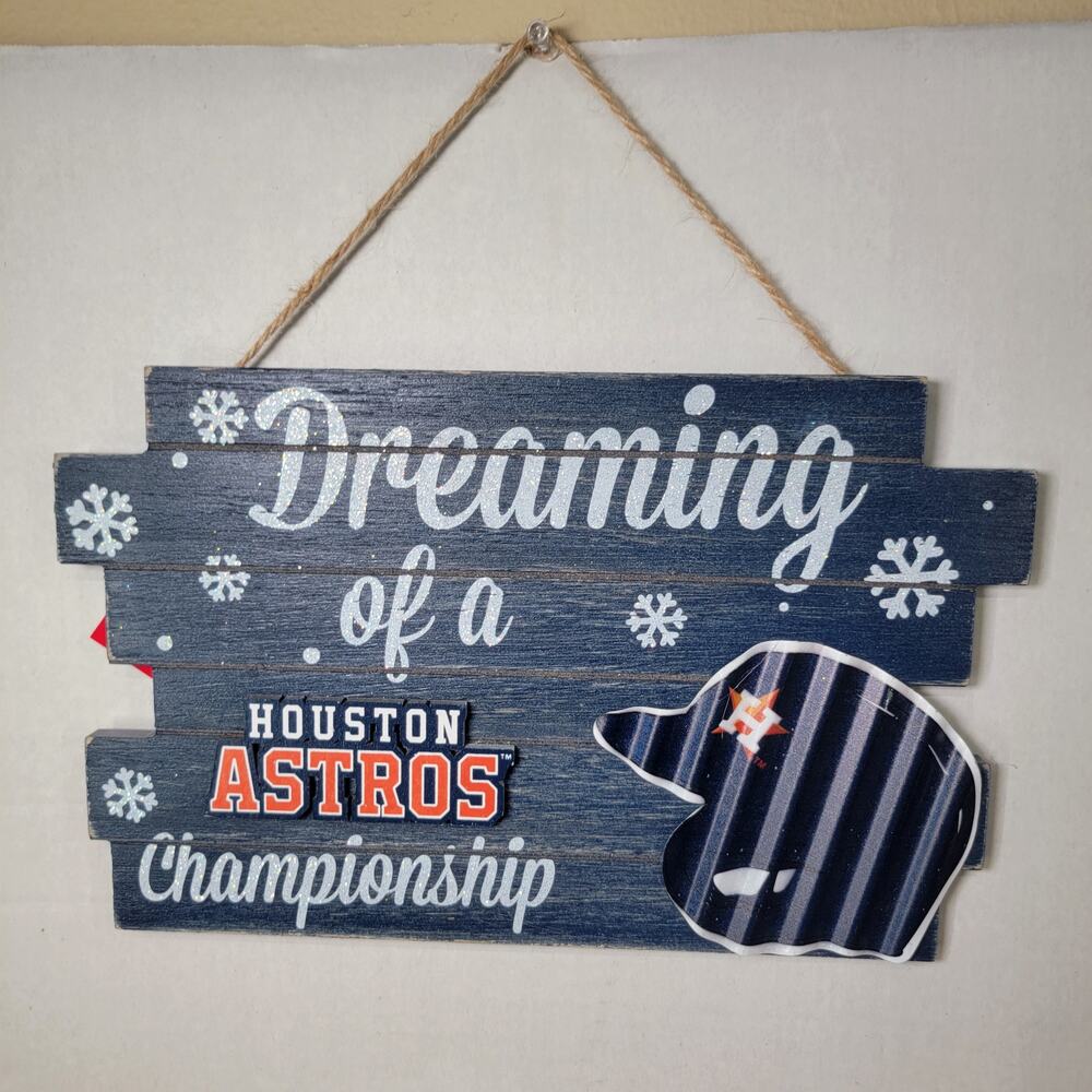 FOCO MLB Merch Houston Astros Christmas Sign "Dreaming of a.." - NWT